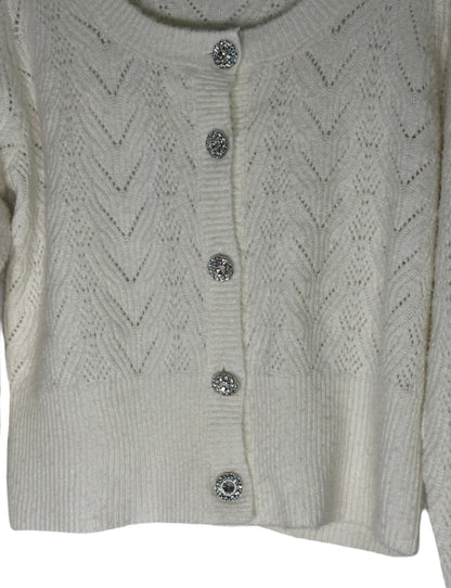 HIPPIE ROSE Pointelle Jewel Button Cardigan