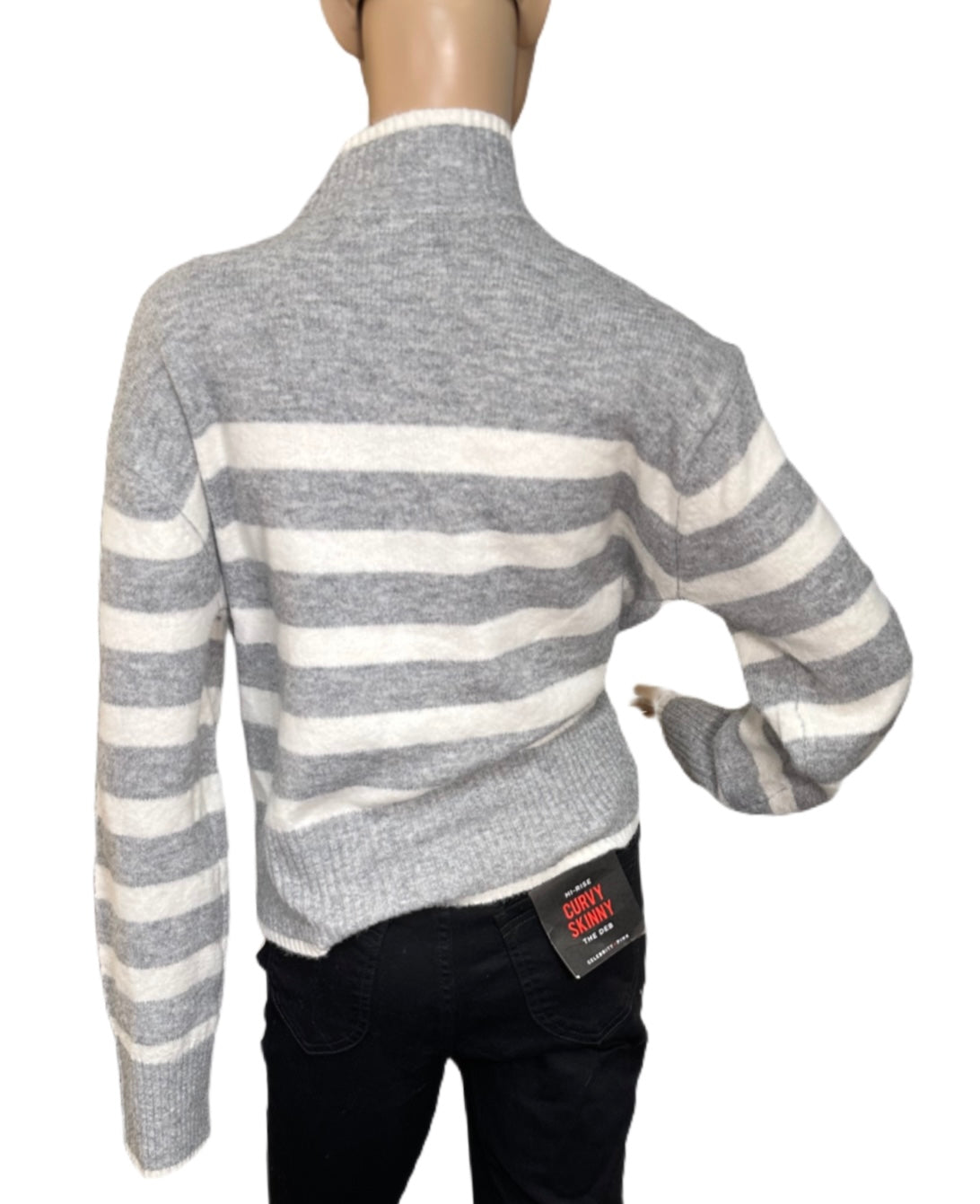 ULTRA FLIRT Striped Mock-Turtleneck Sweater
