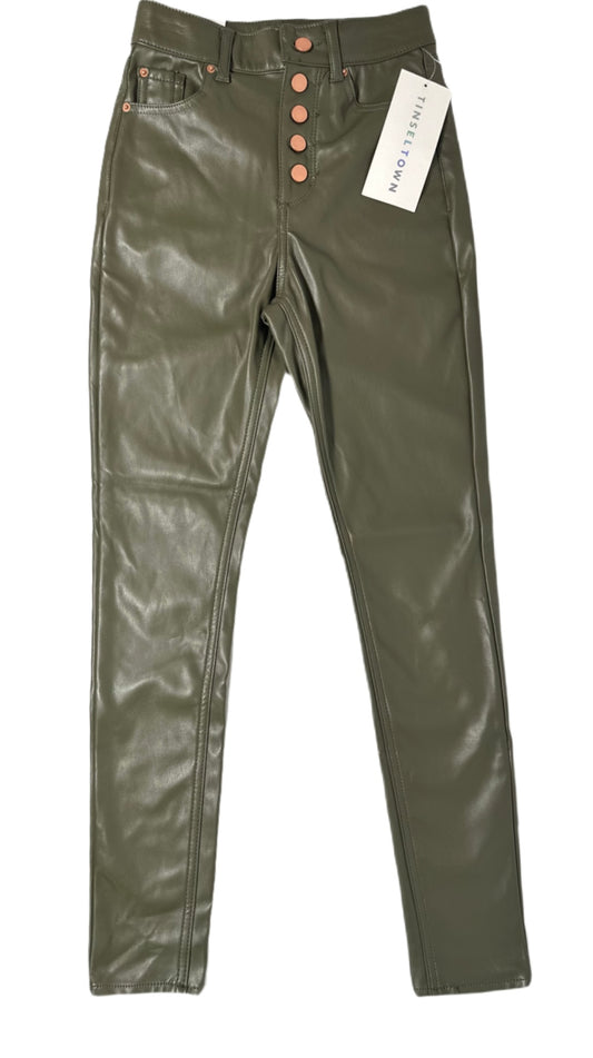 TINSELTOWN High-Rise Exposed Button-Fly Patent Skinny Pants