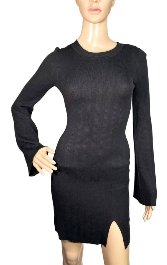 HIPPIE ROSE Crewneck Side-Slit Sweater Dress