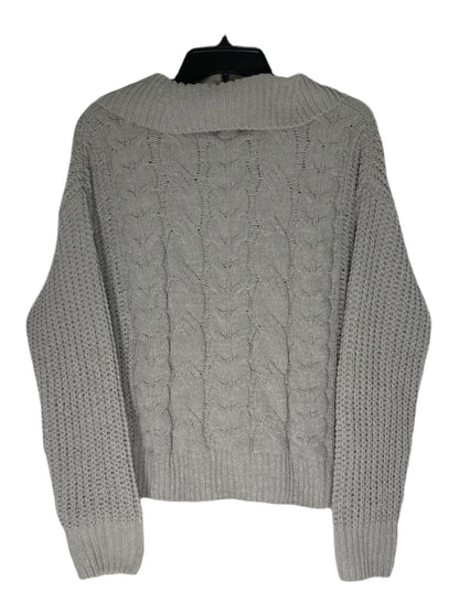 HIPPIE ROSE Chenille Collared Quarter-Zip Cable-Knit Sweater