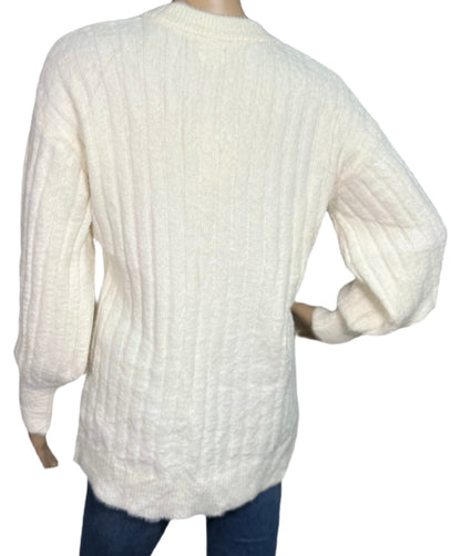 HIPPIE ROSE Ribbed-Knit Eyelash Tunic Sweater
