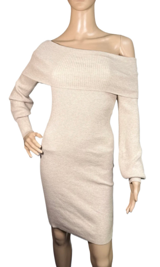 HIPPIE ROSE Off-The-Shoulder Long Sleeve Sweater Dress