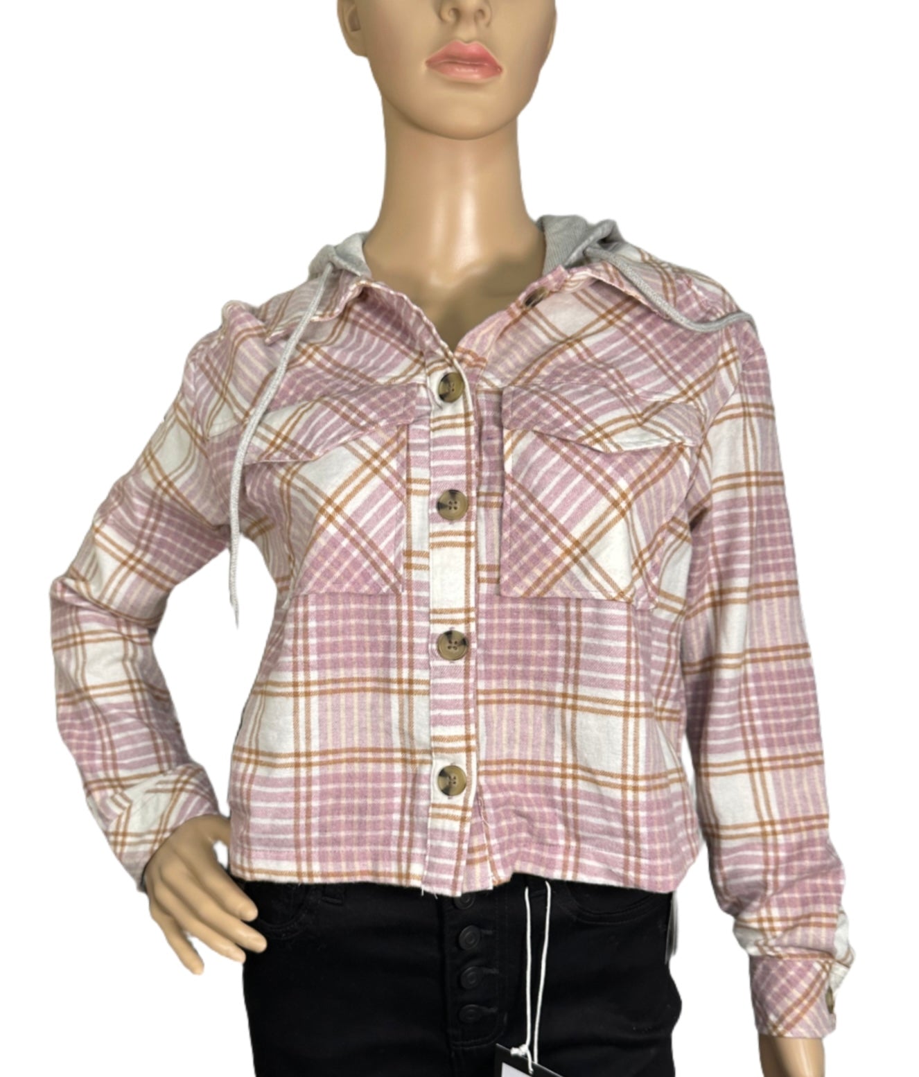 ULTRA FLIRT Plaid Hoodie Shacket