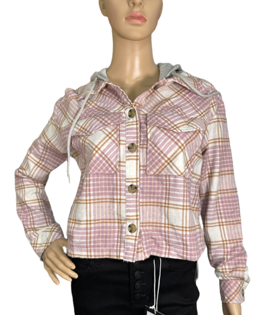 ULTRA FLIRT Plaid Hoodie Shacket