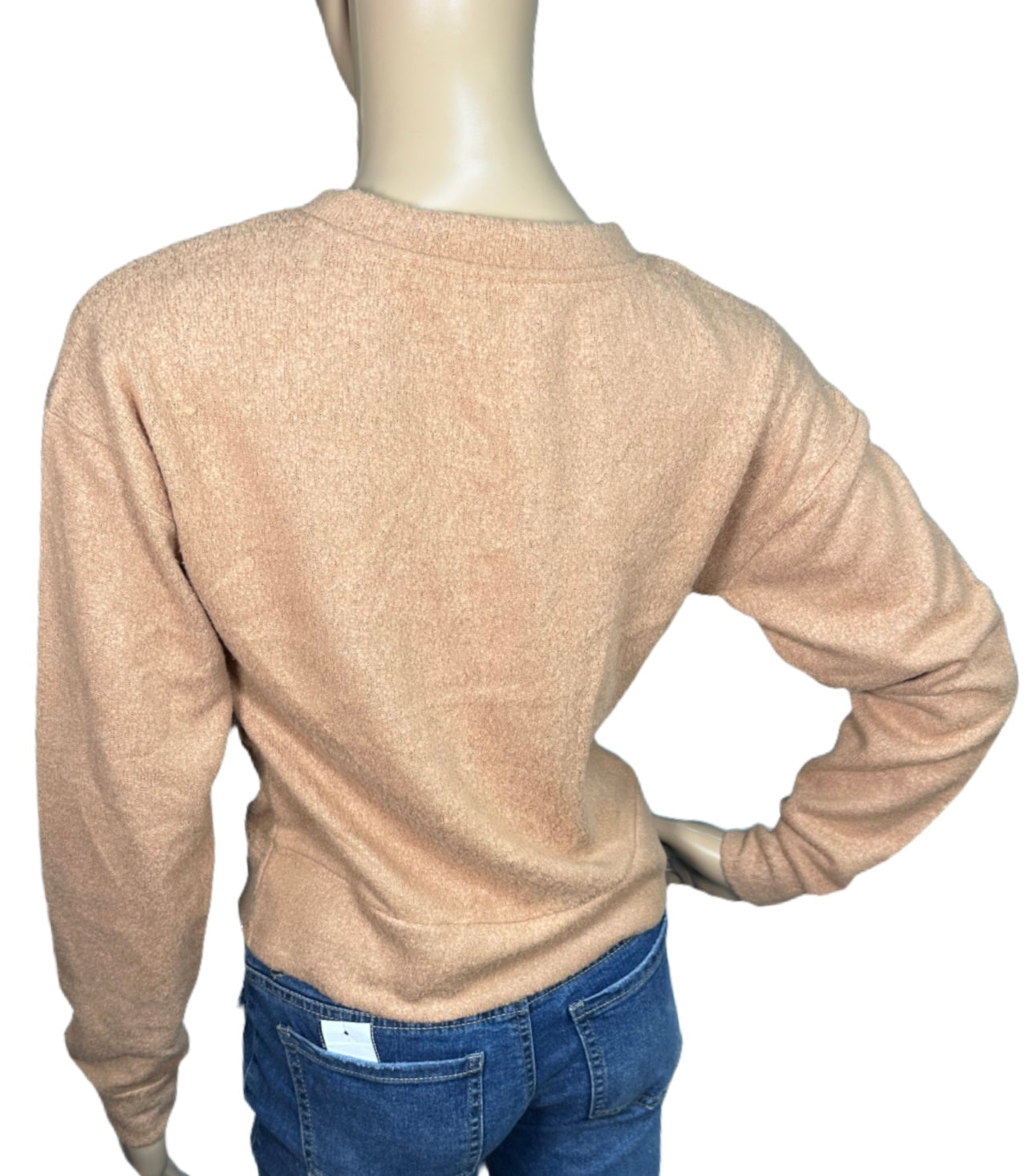 HIPPIE ROSE Cozy Twist-Front Long-Sleeve Top