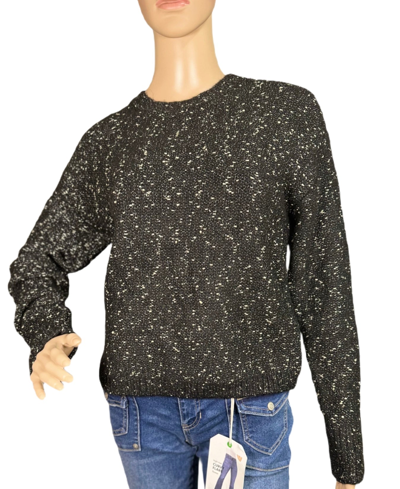Calvin Klein Women's Long Sleeve Crewneck Metallic Sweater