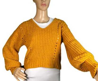 CRAVE FAME Chenille Pointelle Sweater
