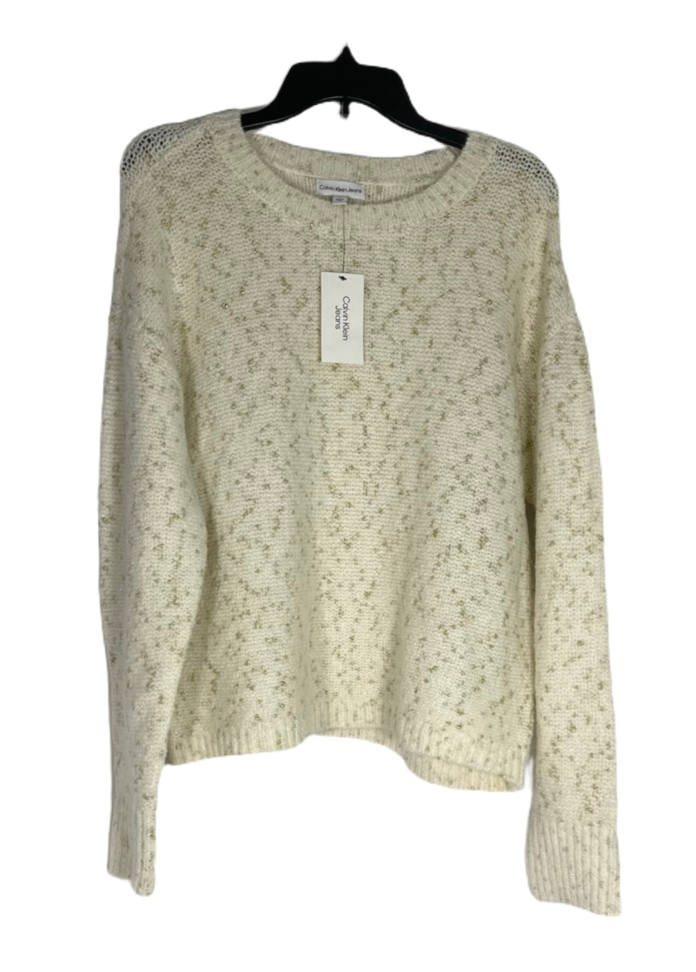 Calvin Klein Women's Long Sleeve Crewneck Metallic Sweater