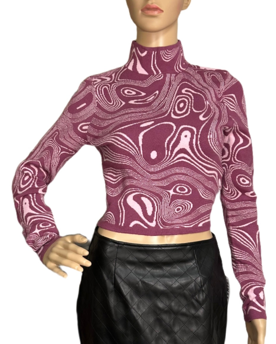 RVCA Apres Cropped Mock-Neck Waffled Sweater