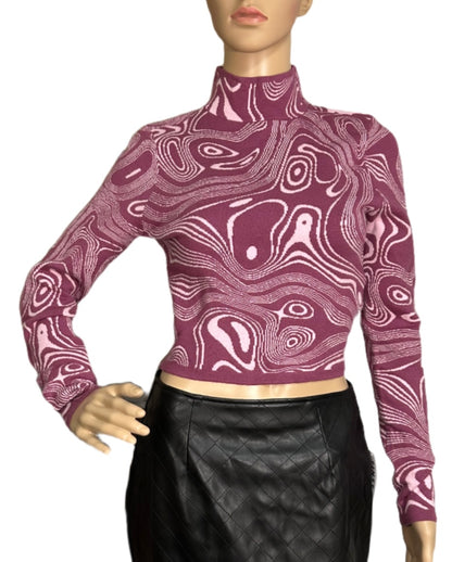 RVCA Apres Cropped Mock-Neck Waffled Sweater