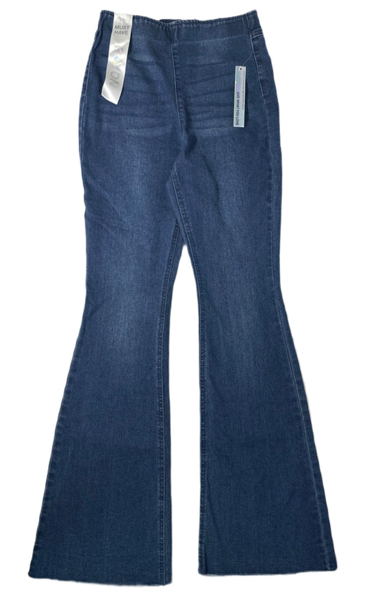 TINSELTOWN Pull-On Frayed-Hem Flare-Leg Denim Jeans