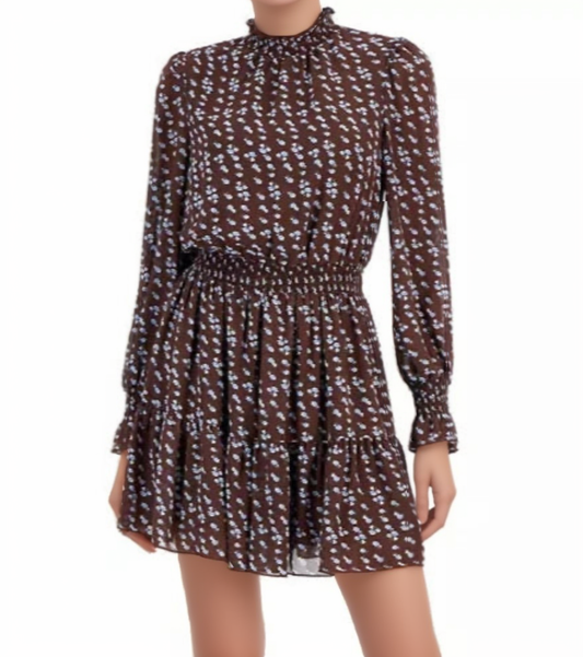 LUCY PARIS Mock Neck Floral-Print Dress