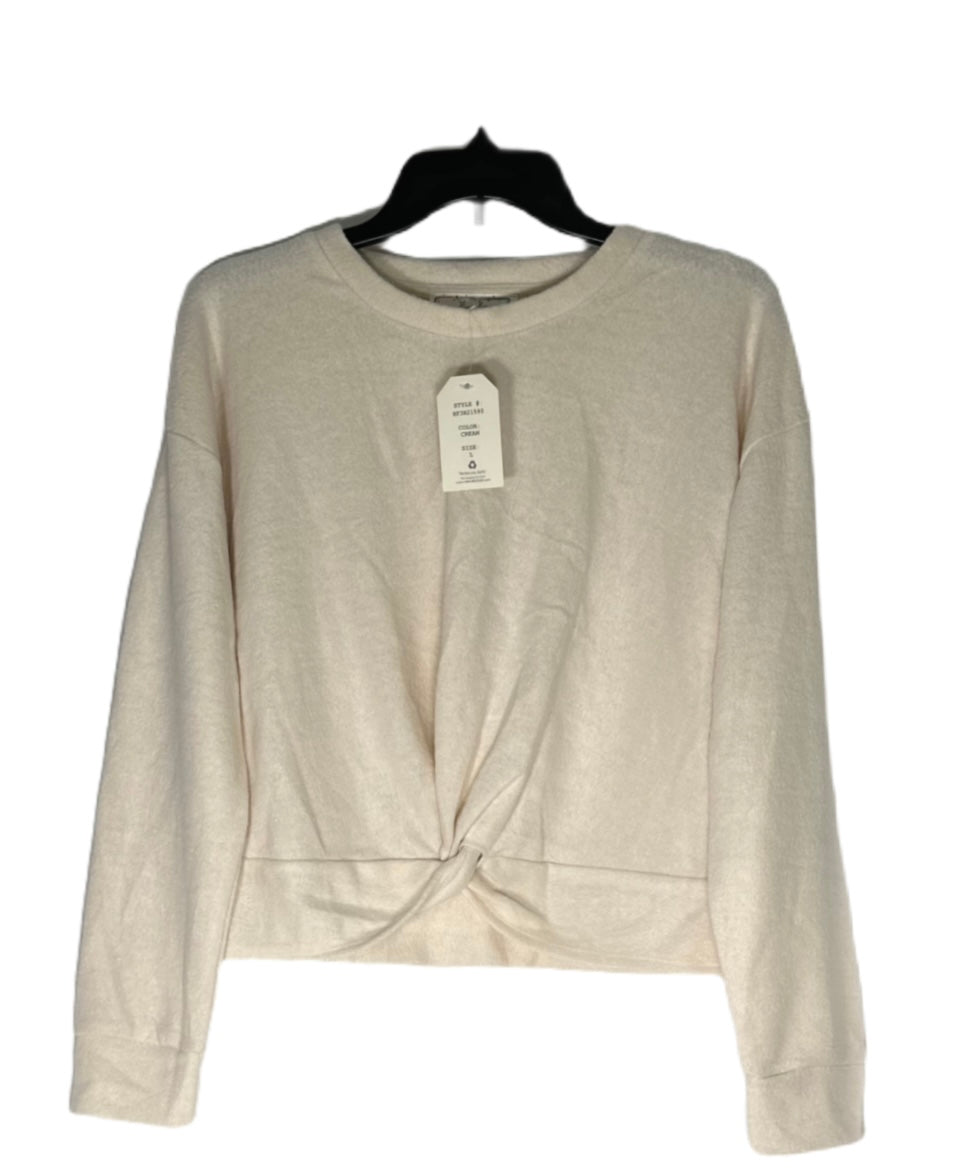 HIPPIE ROSE Cozy Twist-Front Long-Sleeve Top