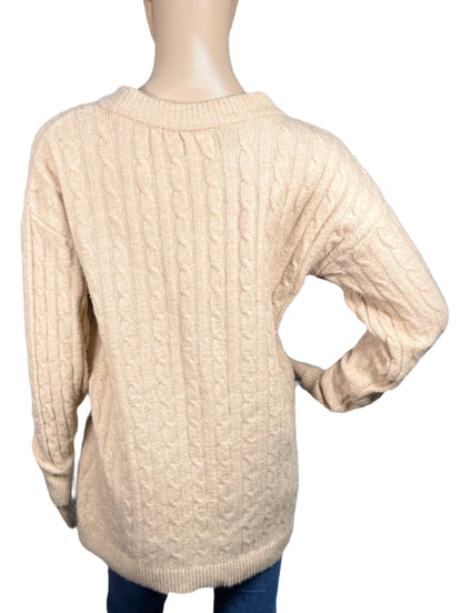 HIPPIE ROSE Cable-Knit Crewneck Sweater