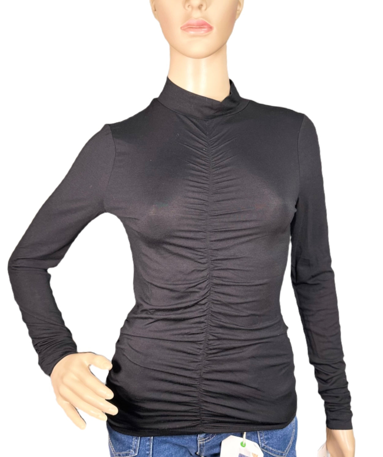 CALVIN KLEIN Mock-Neck Shirred-Front Top