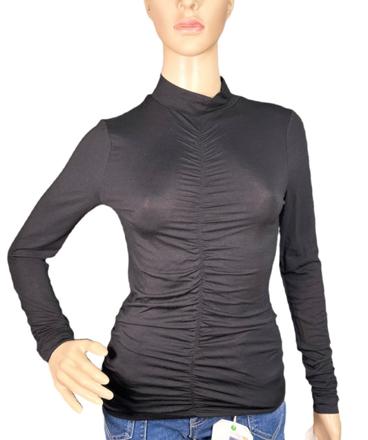 CALVIN KLEIN Mock-Neck Shirred-Front Top