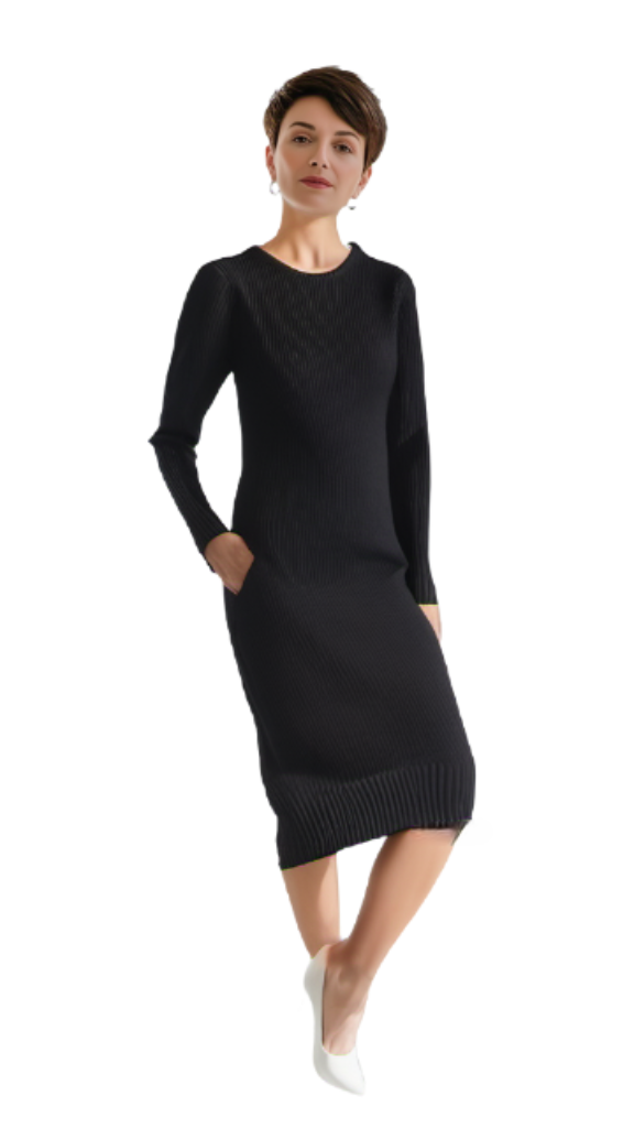 CALVIN KLEIN Woman’s Ribbed Long Sleeve Crew Neck Dress