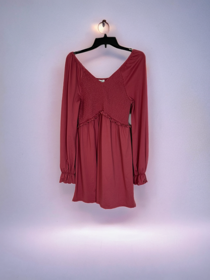 LOVE, FIRE Long-Sleeved Smocked Mini Dress