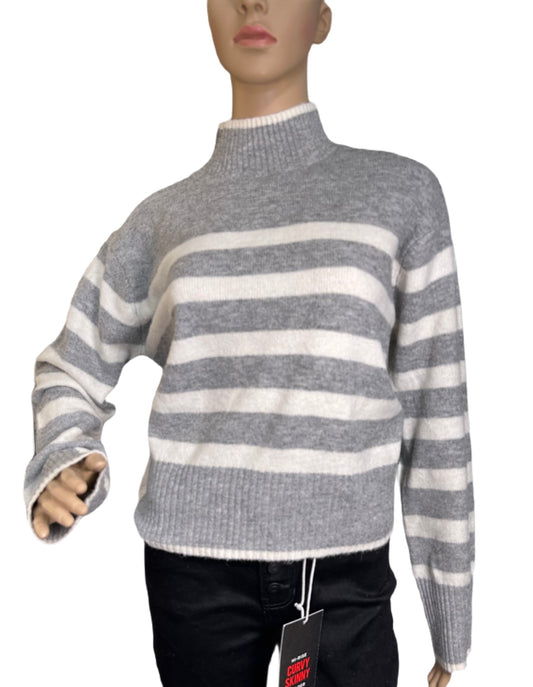 ULTRA FLIRT Striped Mock-Turtleneck Sweater