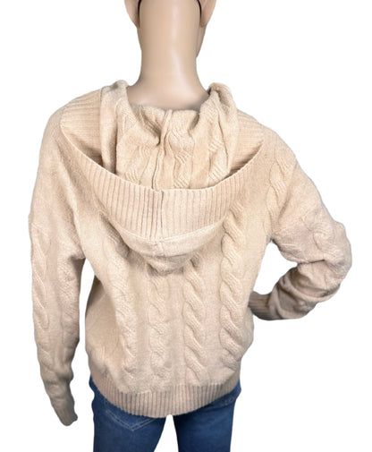 HIPPIE ROSE Cable-Knit Hoodie Sweater