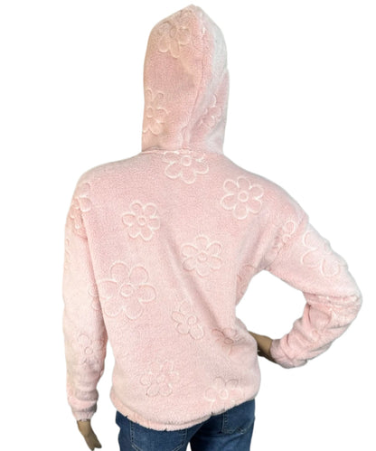 PLANET HEART  Cozy Embossed Plush Hoodie