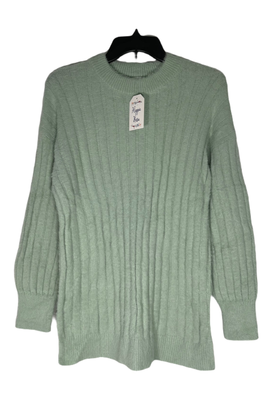 HIPPIE ROSE Ribbed-Knit Eyelash Tunic Sweater
