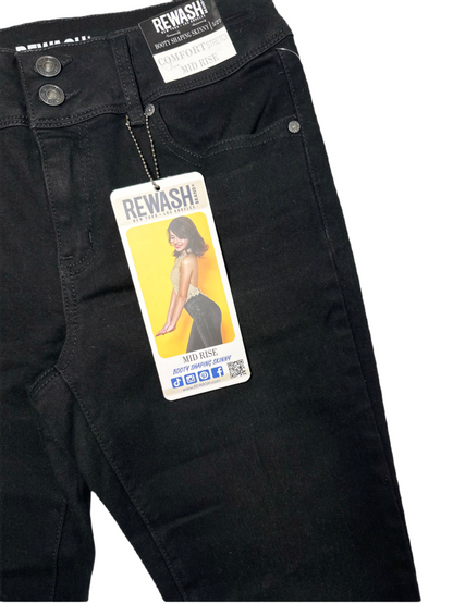 DRAFT REWASH Mid-Rise Booty-Shaping Skinny Jeans