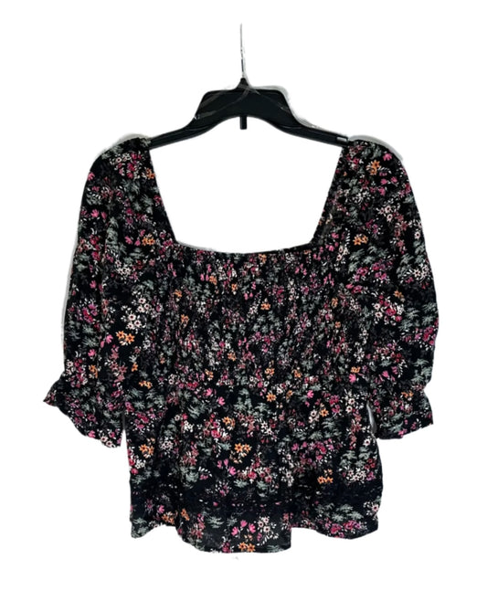 LOVE, FIRE Smocked Lace Trim Top