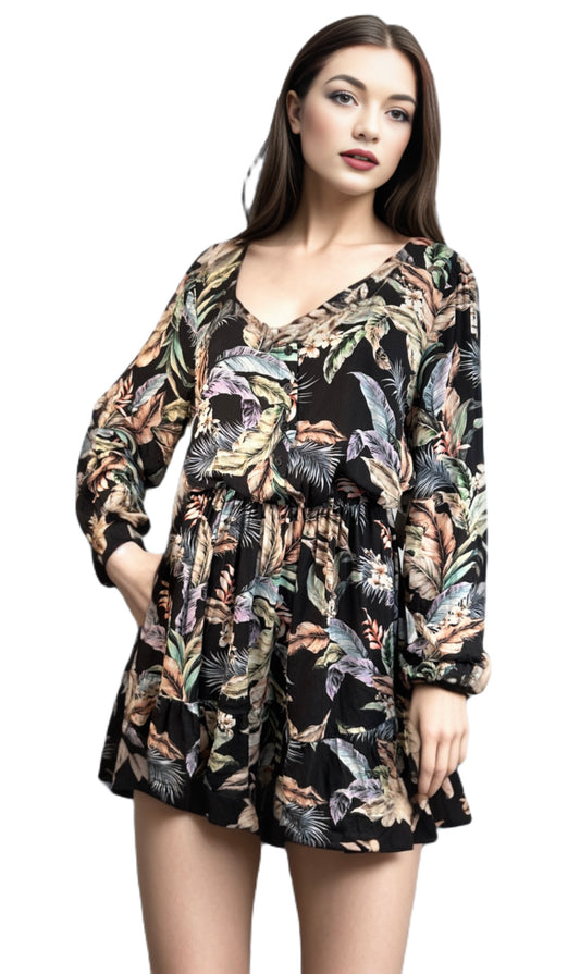 HURLEY Wispy Leaves Scoop Mini Dress