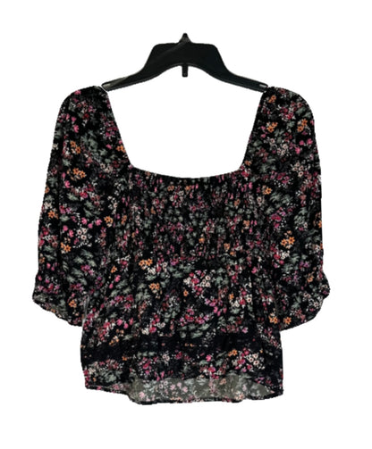 LOVE, FIRE Smocked Lace Trim Top