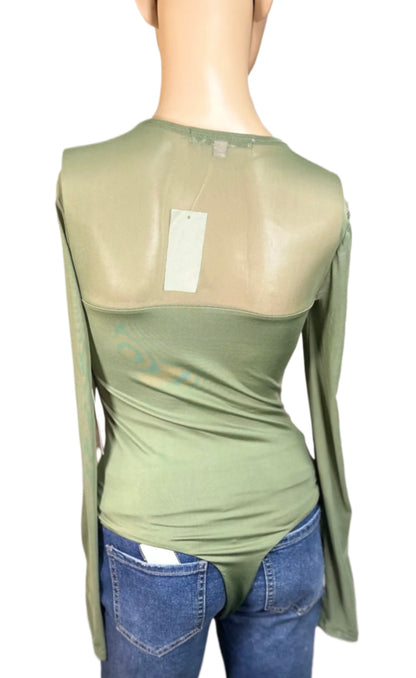 CRAVE FAME Cutout Illusion Mesh Bodysuit
