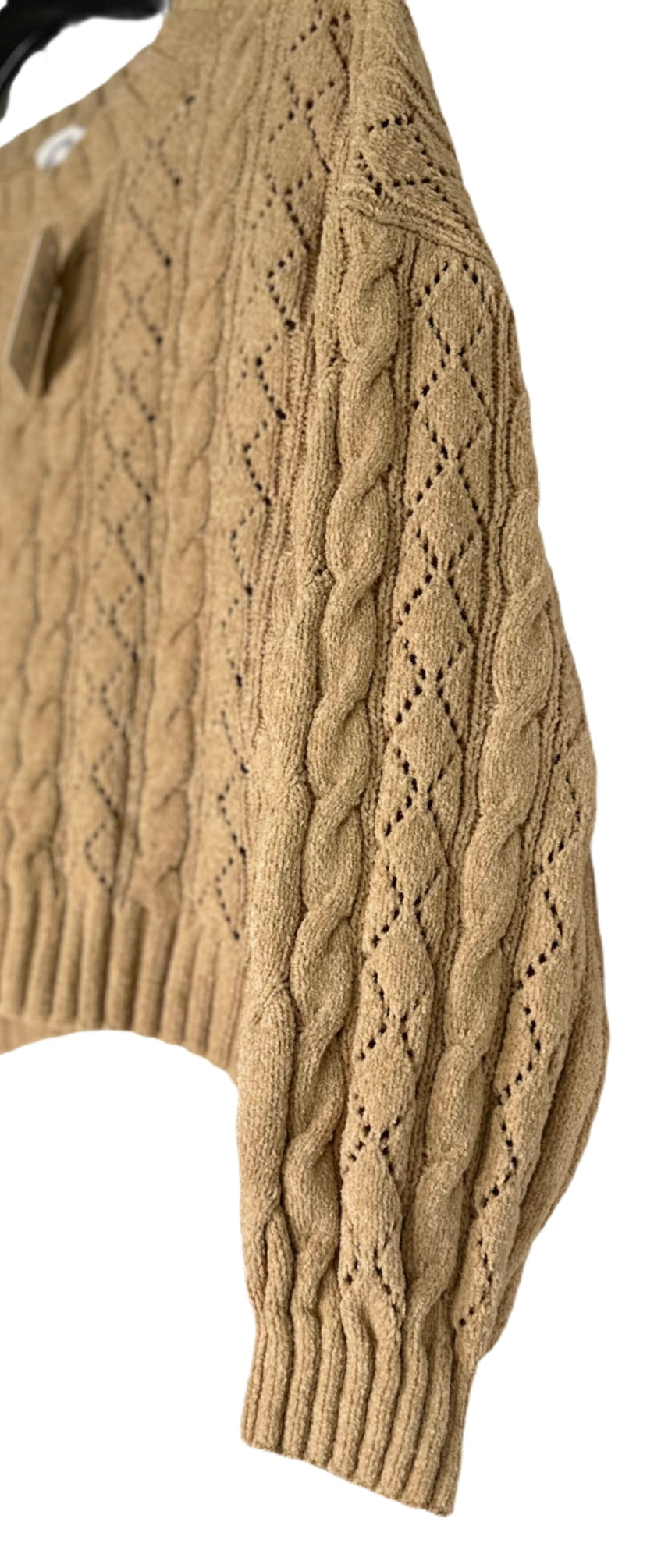 HIPPIE ROSE Crewneck Cozy Chenille Cable-Knit Sweater