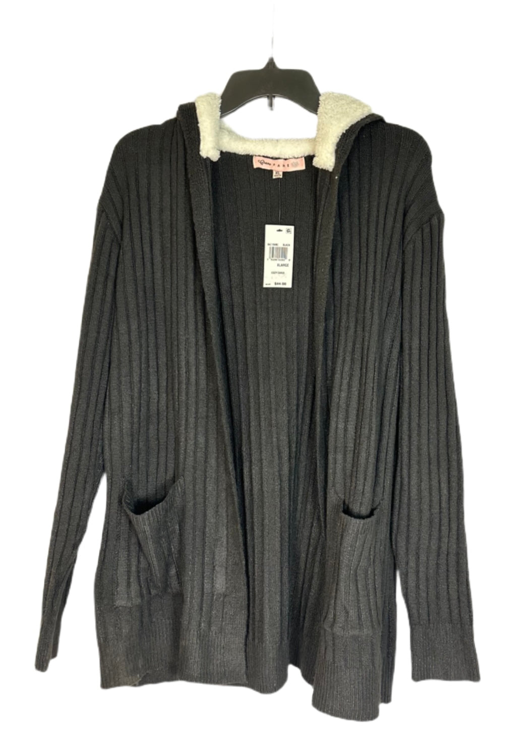 CRAVE FAME Cozy Knit Fleece Sherpa Trim Cardigan