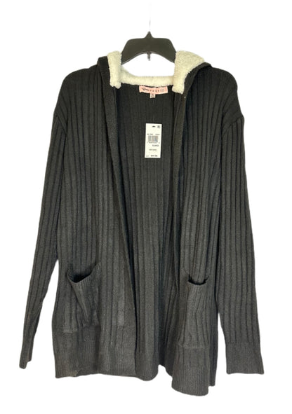 CRAVE FAME Cozy Knit Fleece Sherpa Trim Cardigan